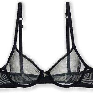 7. Vogue Secret Sheer Mesh See-Through Bra 34D black. NIP